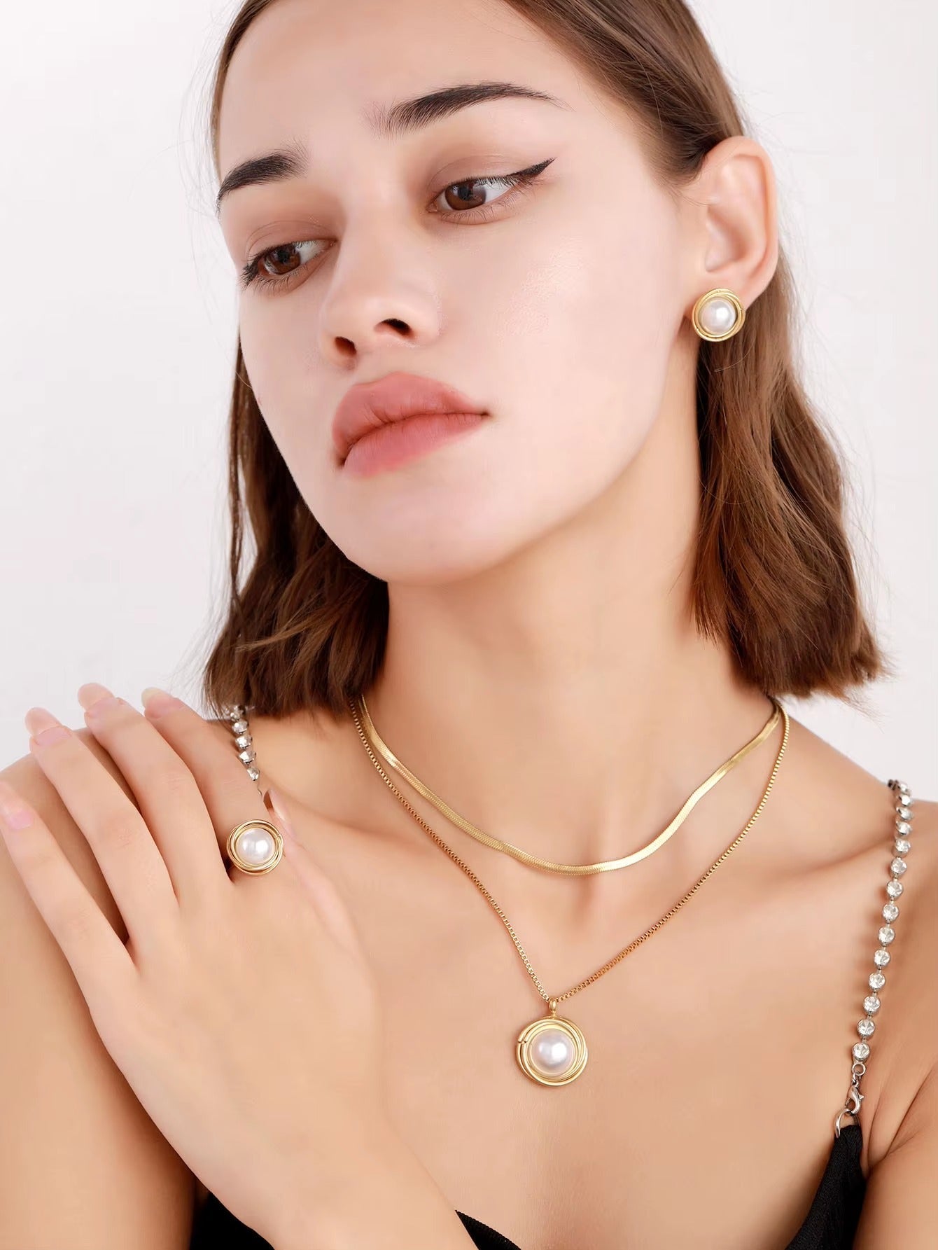 Set Serpent Perlé – Collier, Boucles, Bague